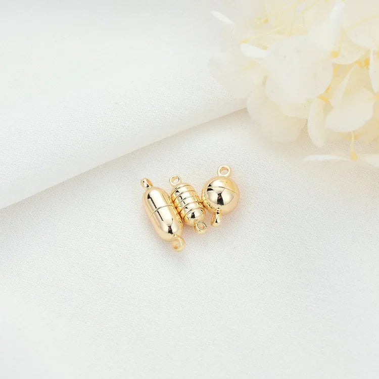 Factory Wholesale 14K Gold Plated Oval Round Striped Jewelry Clasp for Bracelet Making