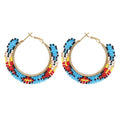 4.5cm Women Gift Macrame Jewelry Boho Beaded Tassel Earrings Colorful Seed Bead Big Hoop Earrings