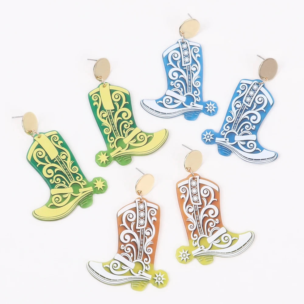 New Style Colorful Boots Custom Printed Cute Earrings Acrylic Earrings Fashion Earrings