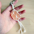 Hot Macrame Irregular Natural Healing Energy Quartz Crystal Tassel Keychain Rope Buckle Car Keyring Women Men Bag Pendant