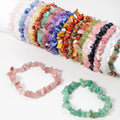 Wholesale Natural Gem Crystal Stone Bracelet Gravel Irregular Crystal Stretch Chip Beads Nuggets Bangles Wristband for Women