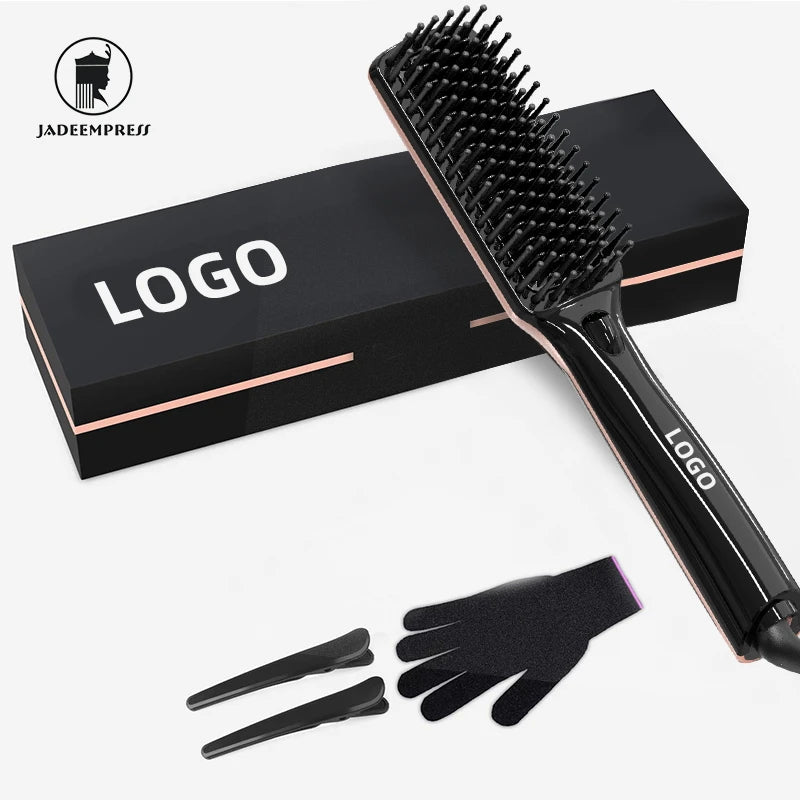 Professional Fast Heating Electric Hair Straightener Brush Portable Custom Logo Beard Hair Straightener Peine De Pelo Electrico