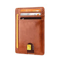 Minimalist Slim Business RFID Blocking Leather Wallet Front Pocket Card Holder Open Closure Anti-Theft Feature for Men Women MegaBDM