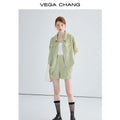 VEGA CHANG New Trend Multi-size Pre-Fall Casual 2025 New Elegant Oxygen Green Straight Leg Shorts