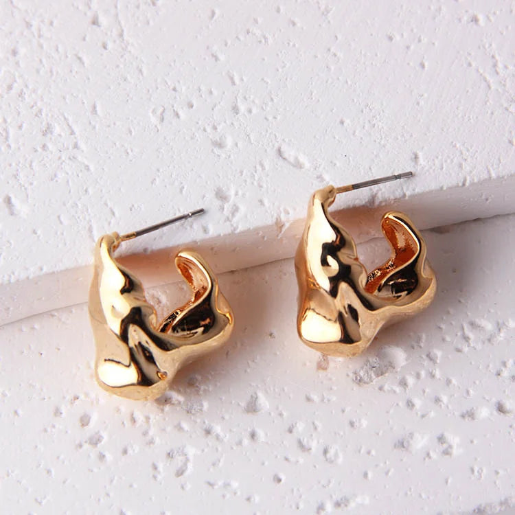 Wholesale Women's Earrings 18K Gold Plated Earrings Creative Irregular Chunky Design Water Resistant for Parties Weddings Gifts