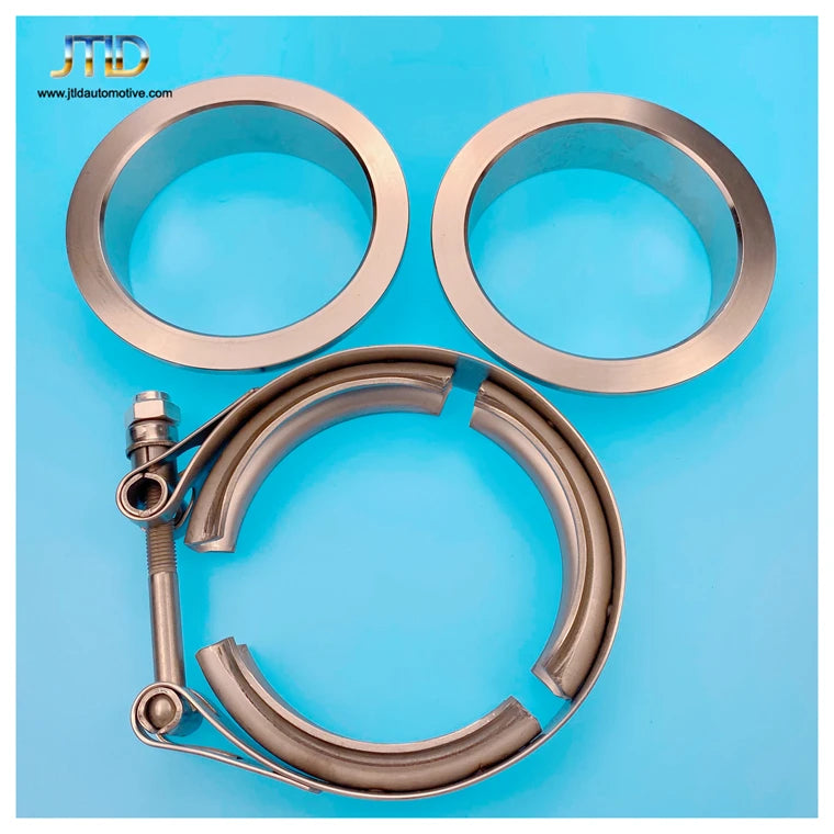 JTLD  1.5" Inch 38mm 304 Stainless Steel Turbo VBand Clamps Standard Exhaust V Band Clamp Flat Flanges Kits