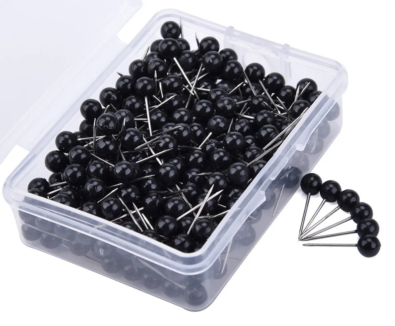 500 Pcs/Box Art Deco Design Round Plastic Map Tacks & Push Pins Hanging Office Wall Supplies Black