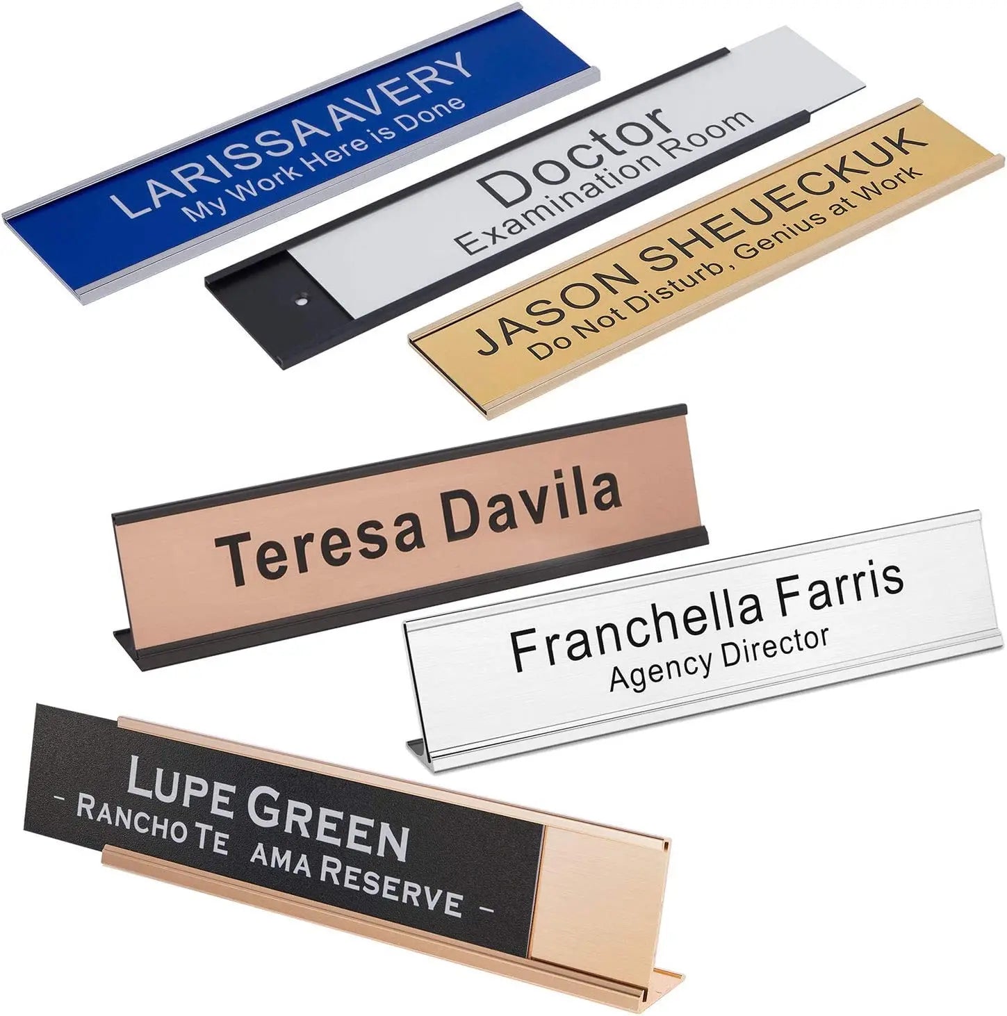 Metal Custom Personalized Laser Engraving Text Desk Name Plates Office Wall With Aluminum Holder