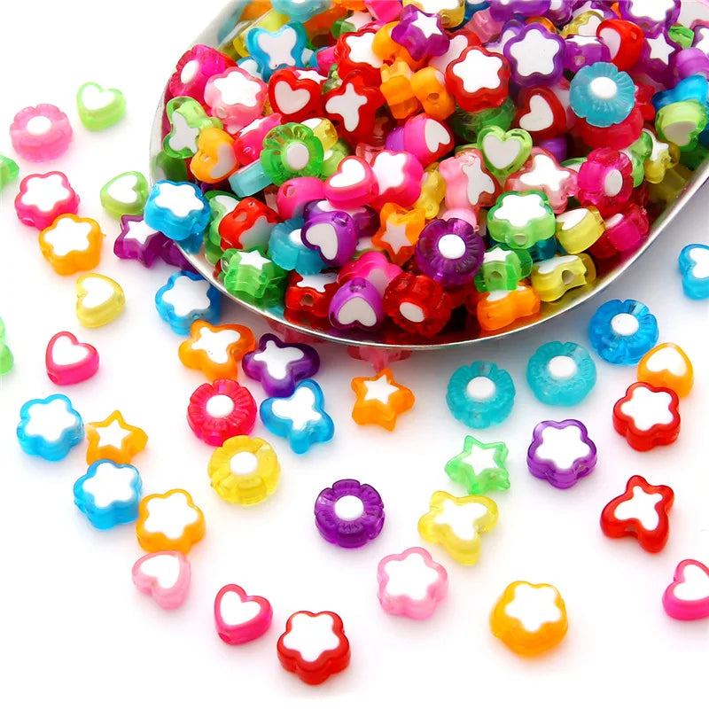 15g/bag Acrylic Heart/pentagram/flower/butterfly/plum Blossom Beads