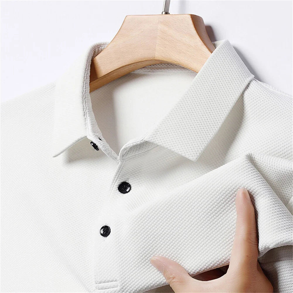 Men's Solid White Pique Polo Shirt Classic Short Sleeve Golf Shirt for Business Casual & Daily WearCustomizable Logo Available