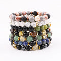 Natural Stone Beads Bracelet Semi-Precious Gemstone Agate Tiger Eye Healing Crystal Citrine Elastic Bracelet JBS12336
