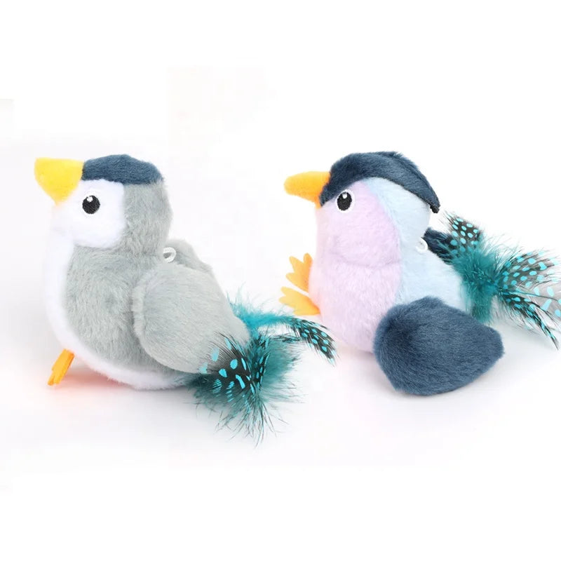 Factory Wholesale Bird Shape Interactive Cat Teaser Plush Toy Vocal Interactive Pet Toys