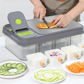 Multifunctional 15-in-1 Manual Metal Food Chopper Container Vegetable Slicer Onion Potato Dicer Cutter Mandoline Vegetable Tool