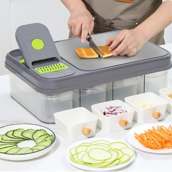 Multifunctional 15-in-1 Manual Metal Food Chopper Container Vegetable Slicer Onion Potato Dicer Cutter Mandoline Vegetable Tool