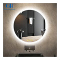 Modern Hotel LED Bathroom Vanity Mirror with Aluminum Lenses Round Shape 3 Color Stepless Dimmable Lights