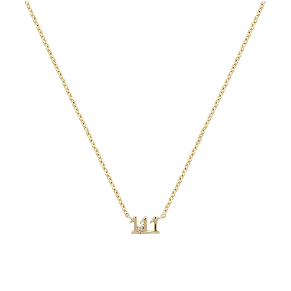 925 Sterling Silver Necklaces Lucky Angel Number 111 333 444 777 Zircon Pendant Gold Plated Necklaces for Women