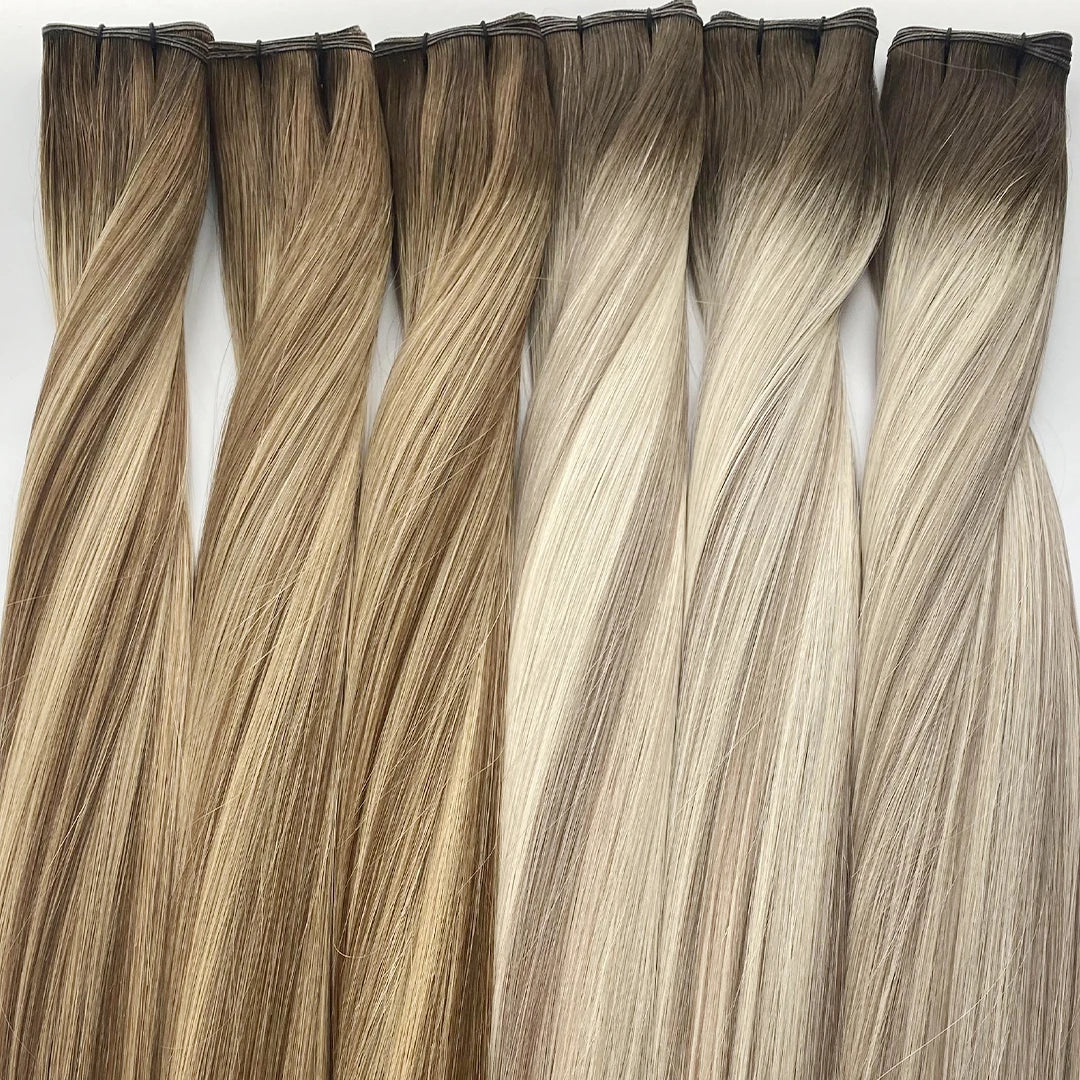 2026 Haiyi Salon Quality Remy Thin Invisible Genius Weft Hair Extensions Virgin Double Drawn Genius Weft Hair Extentions