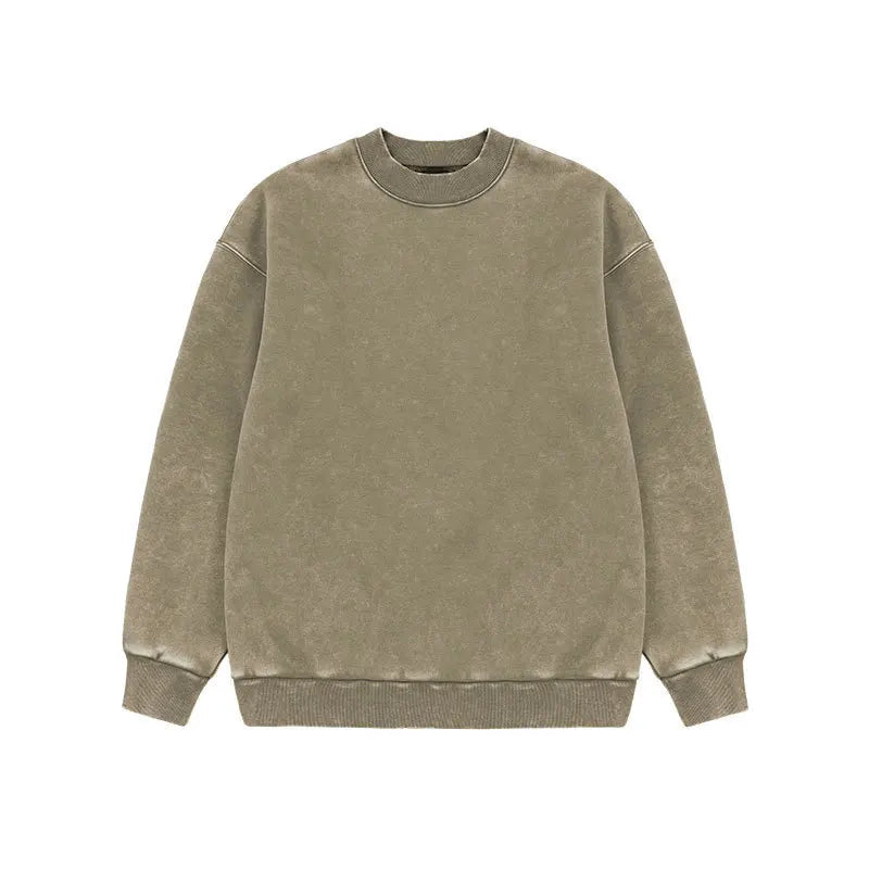 Yali Thick Collar Heavyweight Crewneck Sweatshirt Cotton Acid Wash Oversized Drop Shoulder Hoodies Sweatshirt Crewneck Bulk