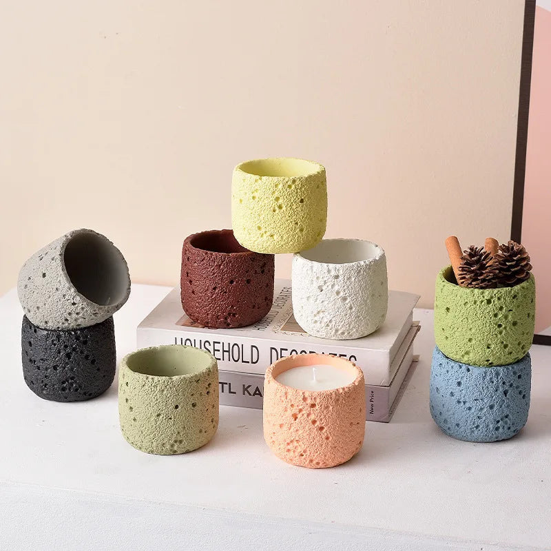 Space Texture Empty Cylinder Shape Elegant Candlestick Holder-Customizable Colors & Logo Home Decoration