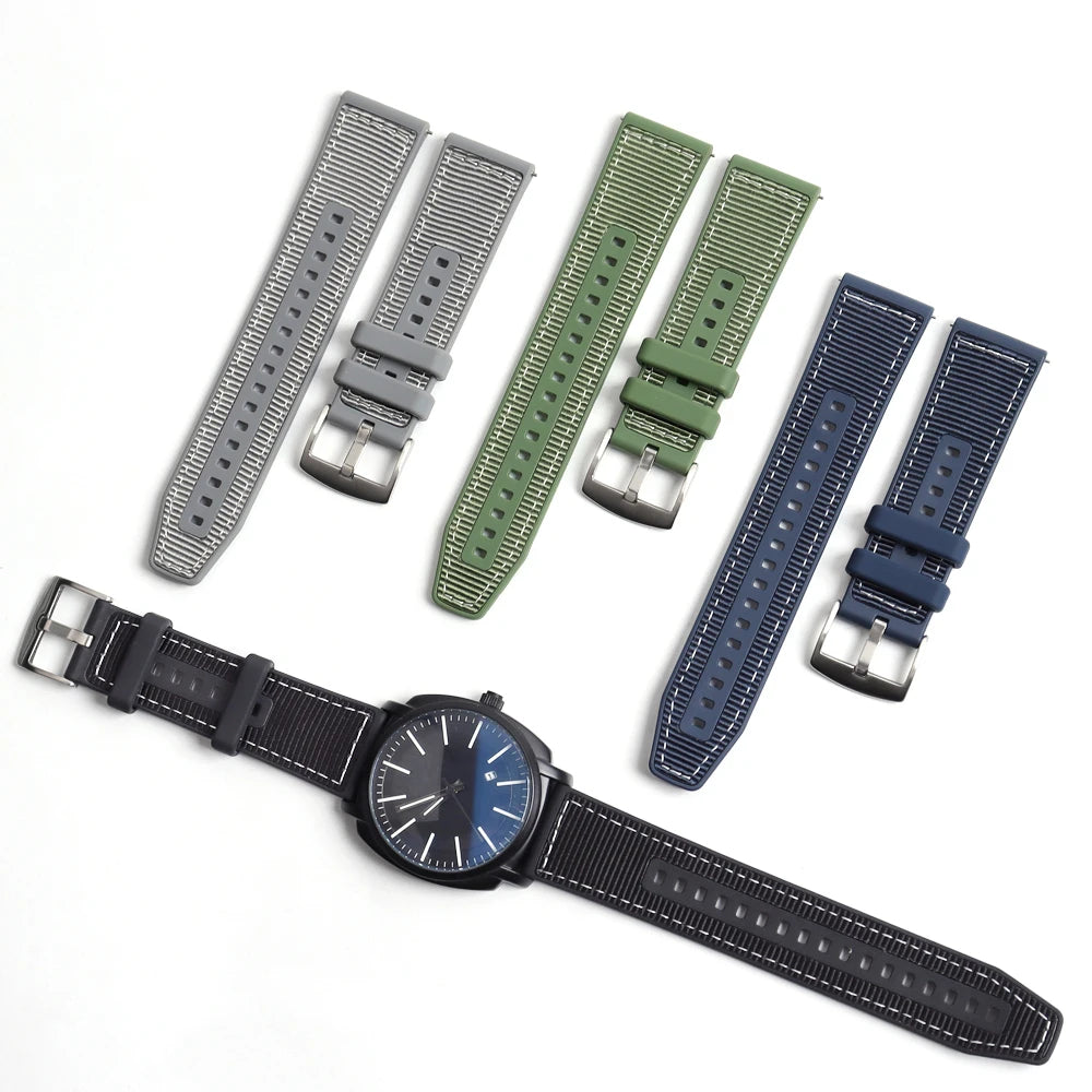 New Sport Silicone and Nylon Watch Straps Replacement Watch Band for Smart Watch Series