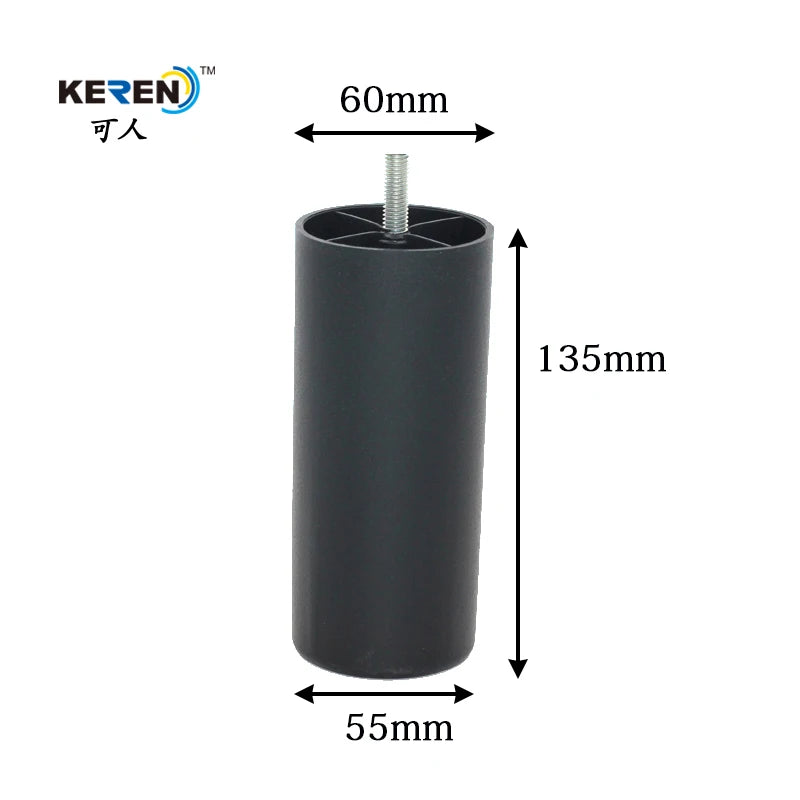 135mmH Modern Black Heavy Duty Round Sofa Plastic Legs with Bolt-Decorative for Living Room Bedroom Dining Kitchen & Home Office