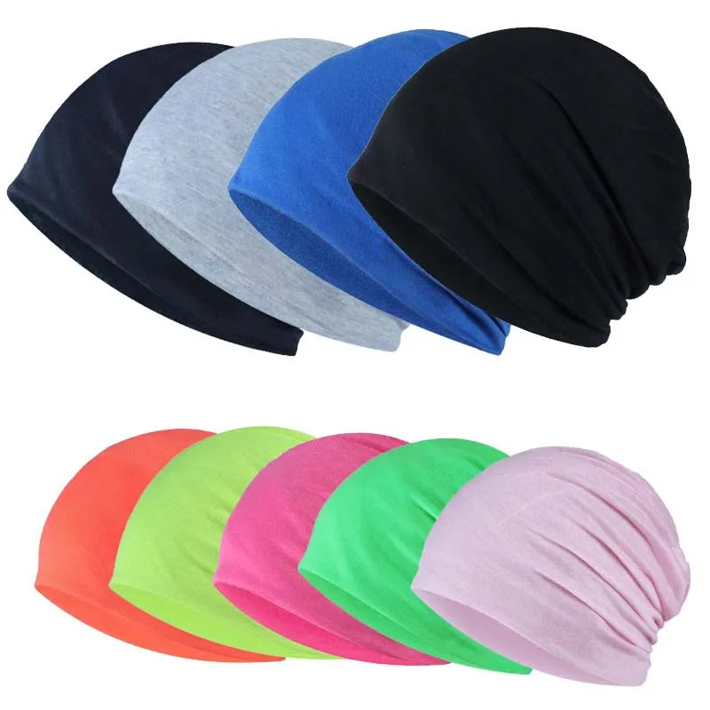 Unisex Solid Soft Stretch Slouchy Thin Long Beanie Cotton Warm Sports Knit Hats With Custom logo for Men Women
