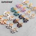 M734 4pcs/lot 18K Gold Plated Nickel Free REACH Pass Natural Stone & Pearl Metal DIY Pendants for Jewelry Making Findings