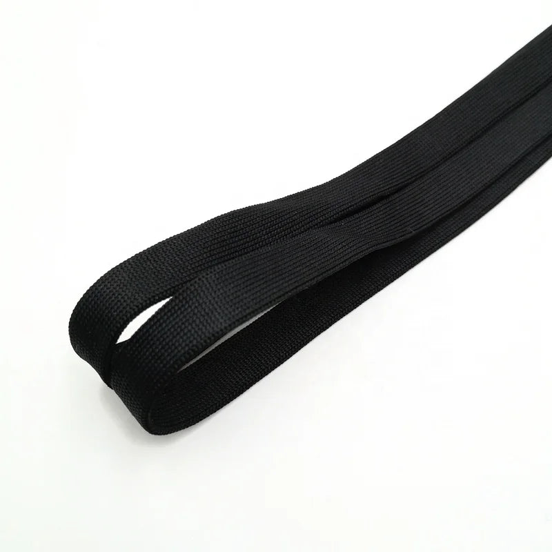 Factory Supplied Online New Design 140 cm Knit Flat Black Polyester Shoe Laces 10mm Width Transparent Plastic Tips Pair Maoyuan