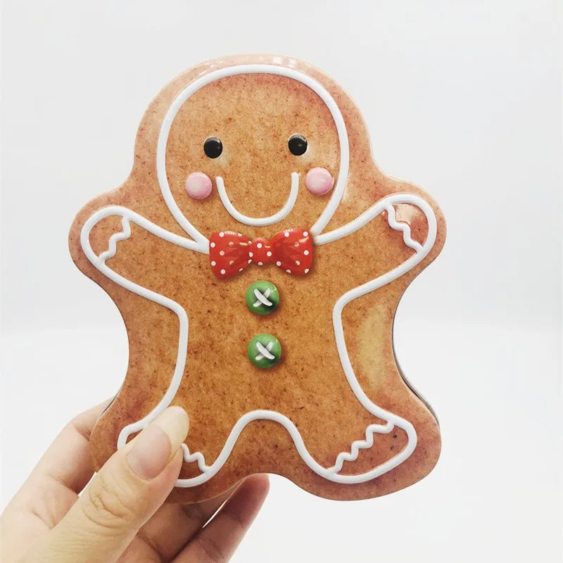 In Stock Gingerbread Man Shaped Cake Tins Food Grade Christmas Tin Box for Gift Candy Cookie Package