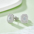 Fine Jewelry  Real Moissanite 925 Sterling Silver Emerald Cut Moissanite Diamond Wedding Stud Earring for Women