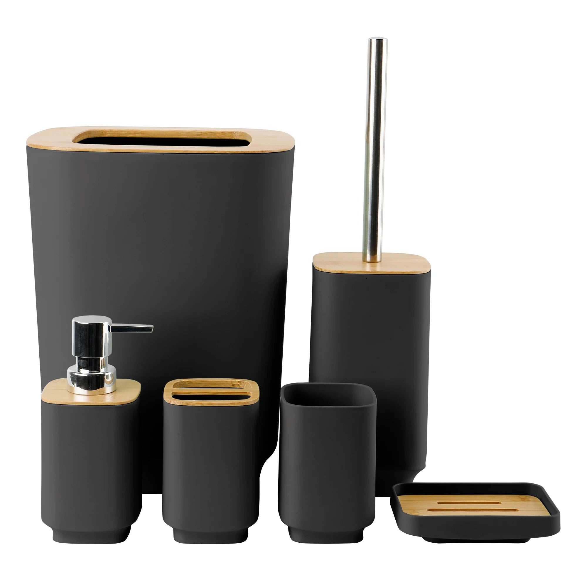 Bathroom Accessories Set 6 Pieces Kitchen Accessories Soap Dispenser Toilet Brush Accessories Wholesale Plastic Customized