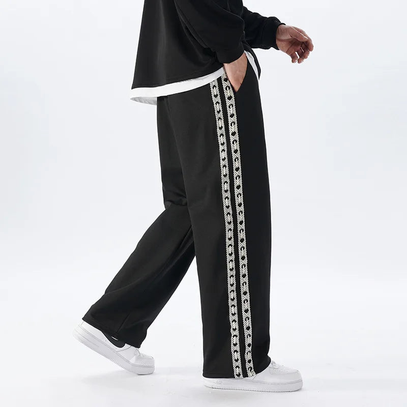 Men's French Terry Sweatpants Loose Fit OEM Sport Cotton Custom Casual Pants Street Style Mid Drawstring Joggers Printed Logo