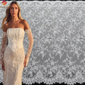 Ivory White 3 Meters Length 3D Floral French Lace Fabric with Double Side Eyelash Edges Chantilly Lace Fabric for Wedding Dress