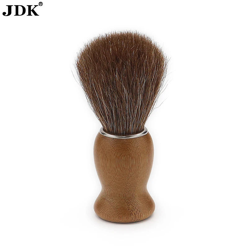 JDK 1PC 100% Bamboo Shaving Beard Brush with Custom Logo Pony Horse Hair Knot