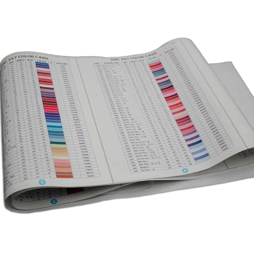 Free Full Range 447 DMC Diamond Color Card Hand-Painted Paper Rhinestone Color Identification for Square/Diamond Paintings