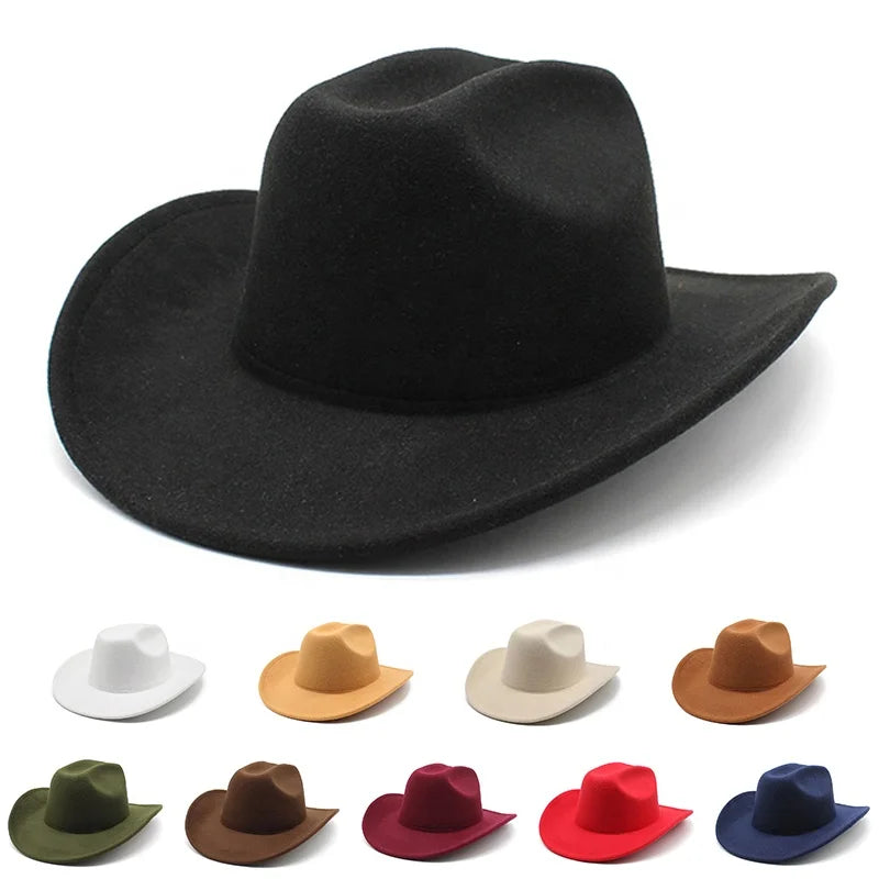2024 New Sombreros Para Fedora Hat  Cotton Polyester Pure Color Western Custom Cowboy Hats