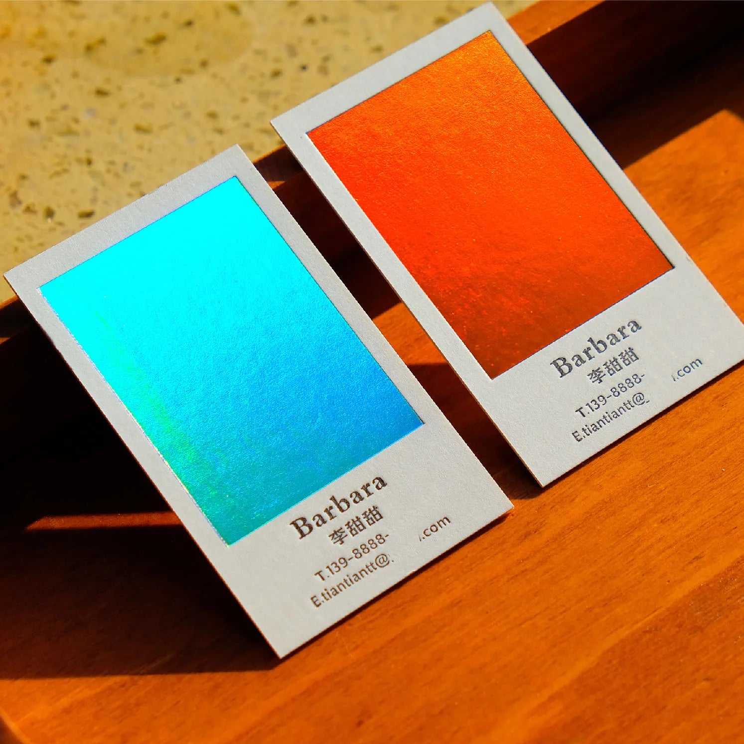 Luxury Gold Foil Edge Laser Rainbow Foil Holographic Digital Printing Business Card Holographic Color Printing Card for Business