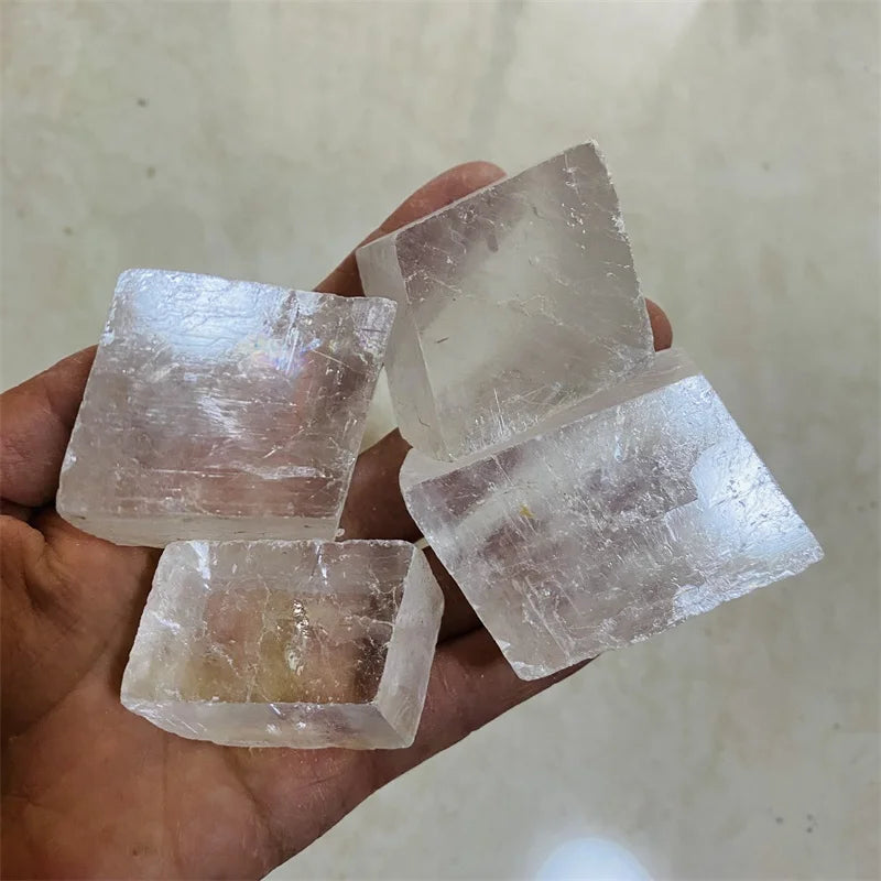 Wholesale Natural Raw Rough White Crystal Energy Gemstone clear Calcite Stones Cube Specimen for Fengshui