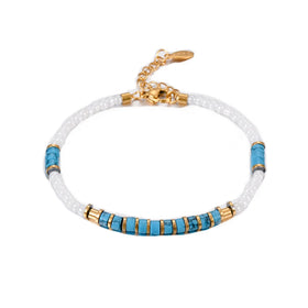 Fashion Best-selling Style Titanium Steel Turquoise Bracelet Natural Stone Bead Bracelet Jewelry Stainless Steel for Women