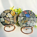 Wholesale Natural Healing Stone Colorful Labradorite Round coaster Gemstone Polished Labradorite Slab for Sale