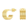 High Quality 18K Gold Plated Stainless Steel Jewelry Three Layer C-shaped Circle Earrings E201219
