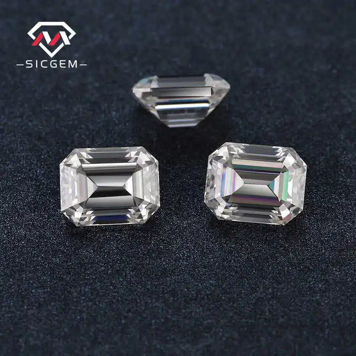 SICGEM D Color VVS Emerald Cut Loose Moissanite Stone with GRA Certificate 3x4mm-10x14mm Size