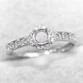 Sterling Silver 4*4mm Semi Mount Ring Empty Frame Blank Support Claw Setting S925 Base Holder Without Center Stone for DIY Inlay