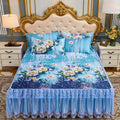 Romantic Lace Bed Skirt Home Luxury Bedding Set of King Queen Size Bed Ice Mat Folding Embroidered Sheets Bedspread with Skirt