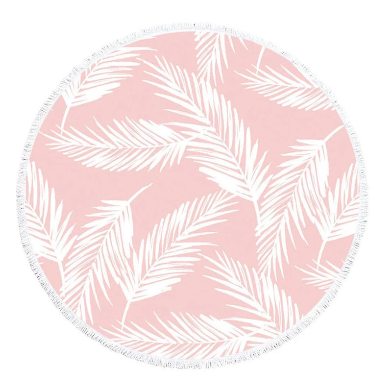 Soft Microfiber Printed Round Beach Towel with Novelty Pattern and Fringe Personalized for Beach Travel