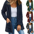 New Fall Women Double Sides Fleece Hooded Jackets Clothes Long Sleeve Open Front Long Coats Womens Coat Jacket