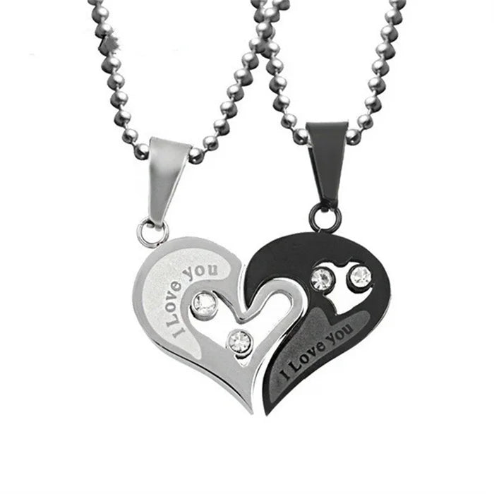 Couple Necklace Heart Shape Metal Valentine Gift Accessories