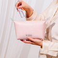 Free Sample Candy Color Waterproof PU Dumpling Cosmetic Travel Bag Wash Bag Portable Organizer Makeup Pouch Bags for Women