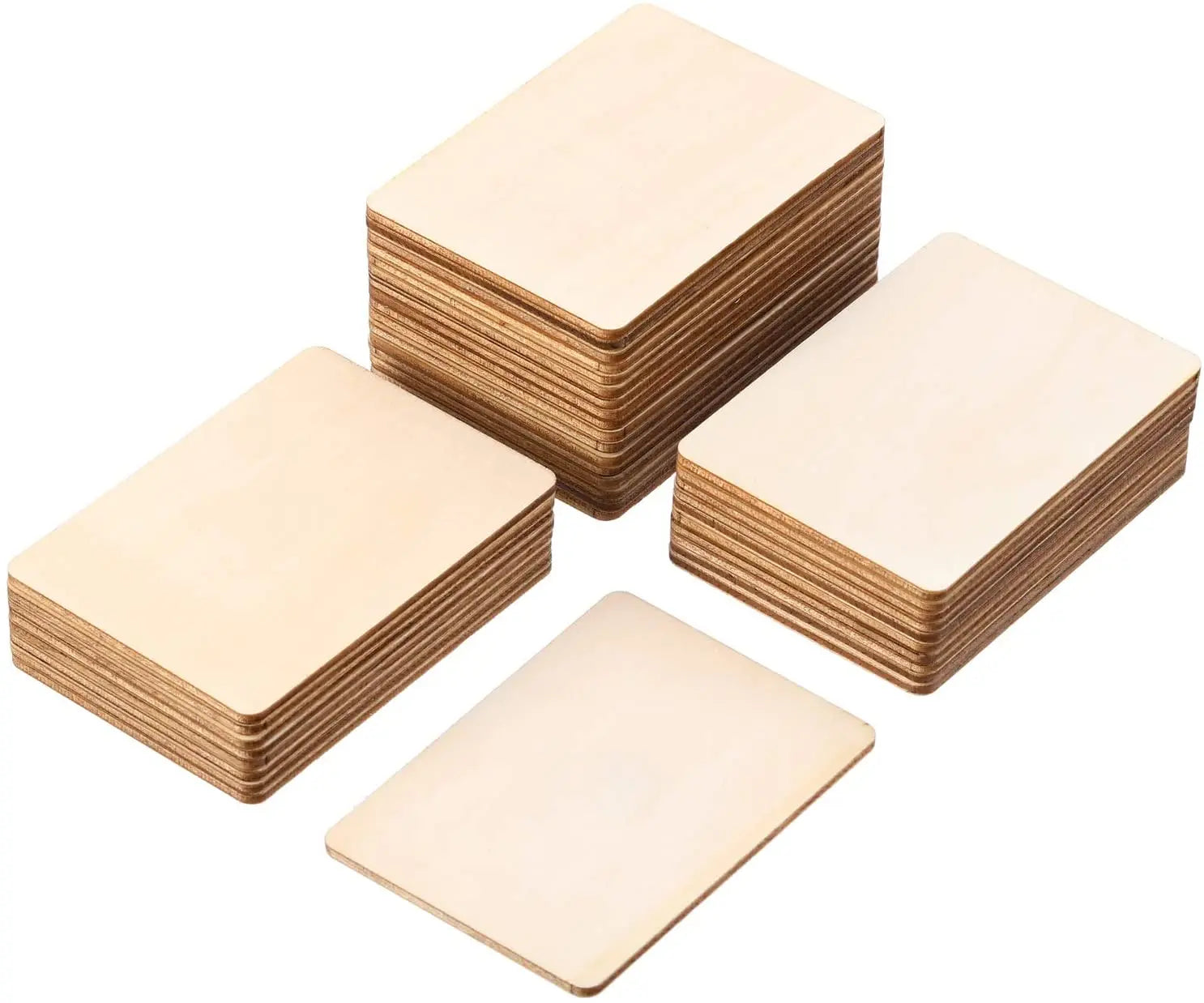 TaiLai Blank Wood Squares Wood Pieces Unfinished Round Corner Square Wooden Cutouts for DIY Arts Craft Project Decoration Laser