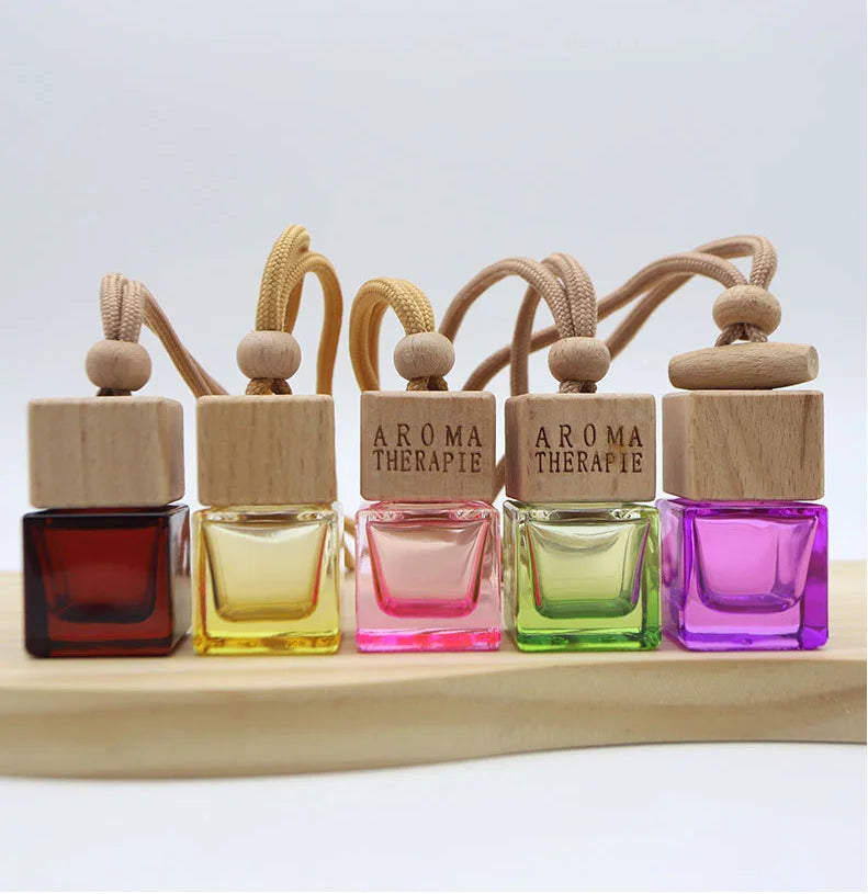 Empty 8ml Square Glass Screw Cap Hot Stamping Car Air Freshener Perfume Bottle